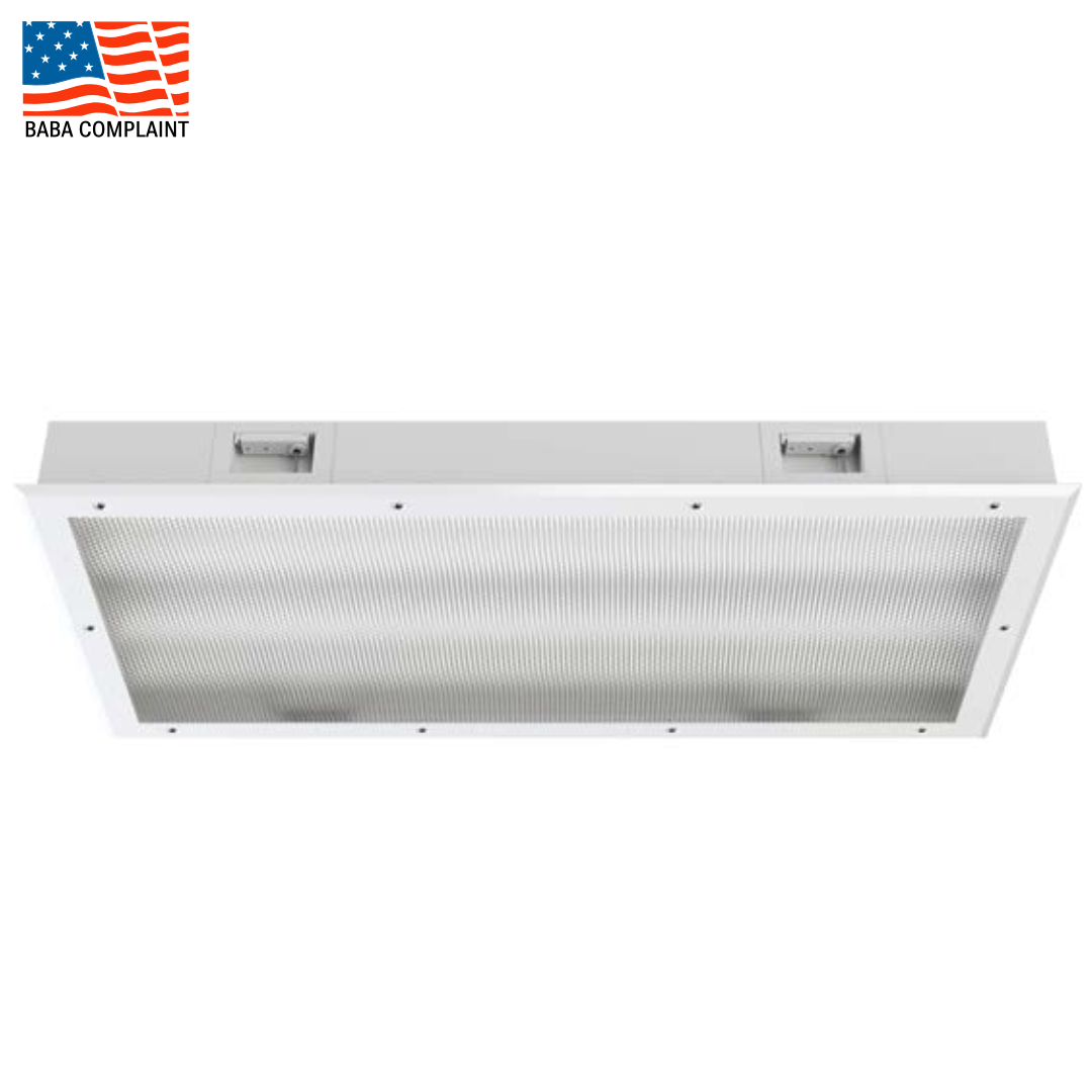 FLUORESCENT RECESSED FLANGE FIXTURE FOR CLEANROOMS