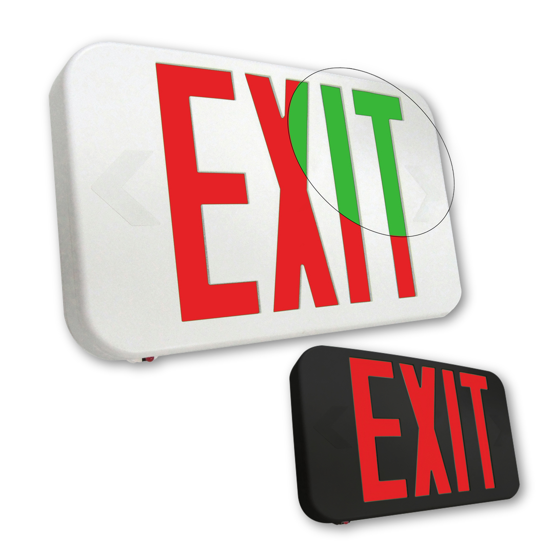 COMPACT THERMOPLASTIC RED/GREEN SELECTABLE EXIT SIGN